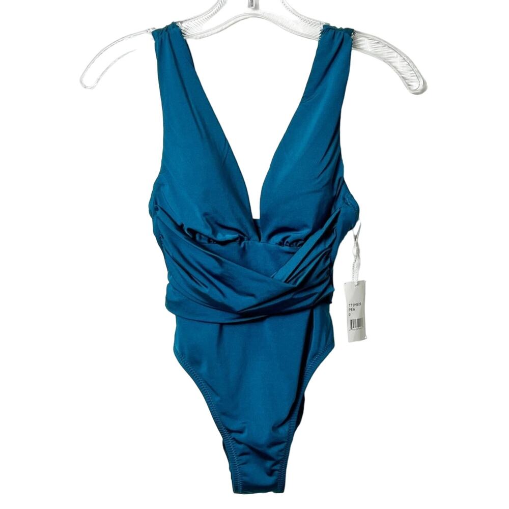 TRINA TURK SOLID WRAP FRONT ONE PIECE WOMEN SWIMSUIT SIZE 0 NEW WITH TAGS